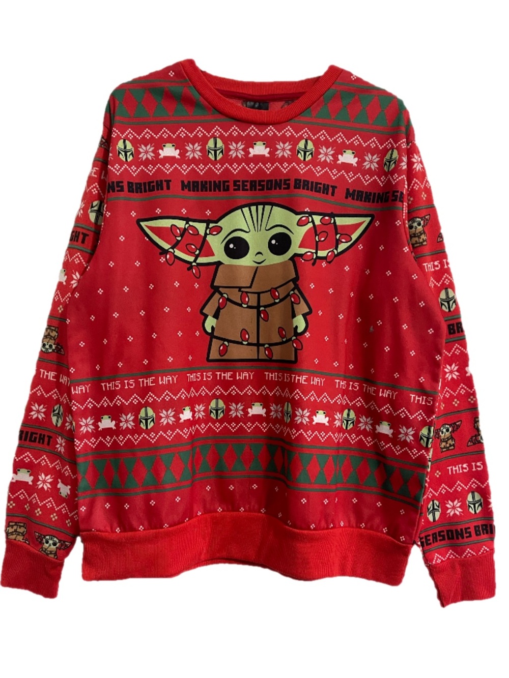 Red Baby Yoda Ugly Christmas Sweatshirt